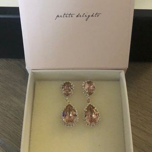 Silver & blush Swarovski drop earrings